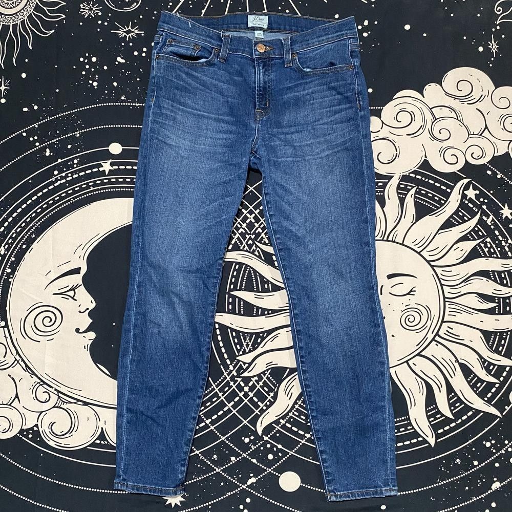J.Crew Toothpick Skinny Jeans Women's 28x25 Blue Cotton Denim Whiskered Faded